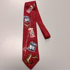 BUD Light beer necktie Anheuser-Busch vtg tie 1996 Fishing Tie I Love You Man